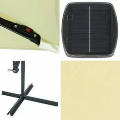 Sunnydaze Decor Sunnydaze Outdoor Steel Cantilever Offset Patio Umbrella with Solar LED Lights, Air Vent, Crank, and Base - 9' - Pale Buttercup -Deals Patio Umbrellas Store unnamed file 561