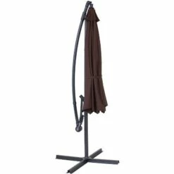 Sunnydaze Decor Sunnydaze Outdoor Steel Offset Patio Umbrella with Polyester Canopy, Cantilever, Crank, and Cross Base - 10' - Brown -Deals Patio Umbrellas Store unnamed file 571