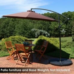 Sunnydaze Decor Sunnydaze Outdoor Steel Offset Patio Umbrella with Polyester Canopy, Cantilever, Crank, and Cross Base - 10' - Brown -Deals Patio Umbrellas Store unnamed file 573