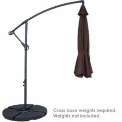 Sunnydaze Decor Sunnydaze Outdoor Steel Offset Patio Umbrella with Polyester Canopy, Cantilever, Crank, and Cross Base - 10' - Brown -Deals Patio Umbrellas Store unnamed file 574