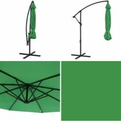 Sunnydaze Decor Sunnydaze Outdoor Steel Cantilever Offset Patio Umbrella with Air Vent, Crank, and Base - 9' - Emerald -Deals Patio Umbrellas Store unnamed file 578