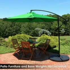 Sunnydaze Decor Sunnydaze Outdoor Steel Cantilever Offset Patio Umbrella with Air Vent, Crank, and Base - 9' - Emerald -Deals Patio Umbrellas Store unnamed file 581