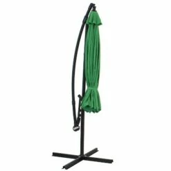 Sunnydaze Decor Sunnydaze Outdoor Steel Cantilever Offset Patio Umbrella with Air Vent, Crank, and Base - 9' - Emerald -Deals Patio Umbrellas Store unnamed file 582