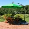 Sunnydaze Decor Sunnydaze Outdoor Steel Cantilever Offset Patio Umbrella with Solar LED Lights, Air Vent, Crank, and Base - 9' - Emerald -Deals Patio Umbrellas Store unnamed file 588