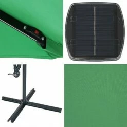 Sunnydaze Decor Sunnydaze Outdoor Steel Cantilever Offset Patio Umbrella with Solar LED Lights, Air Vent, Crank, and Base - 9' - Emerald -Deals Patio Umbrellas Store unnamed file 592
