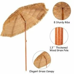 Costway 6.5 FT Thatched Beach Umbrella Tilt Tiki Hawaiian Patio Portable -Deals Patio Umbrellas Store unnamed file 6