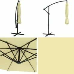 Sunnydaze Decor Sunnydaze Outdoor Steel Cantilever Offset Patio Umbrella with Air Vent, Crank, and Base - 9' - Pale Buttercup -Deals Patio Umbrellas Store unnamed file 600