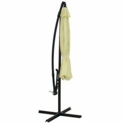 Sunnydaze Decor Sunnydaze Outdoor Steel Cantilever Offset Patio Umbrella with Air Vent, Crank, and Base - 9' - Pale Buttercup -Deals Patio Umbrellas Store unnamed file 604