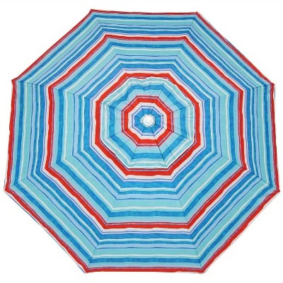 Sunnydaze Decor Sunnydaze Outdoor Vented Beach Umbrella with Tilt Function and UV Protection - 6' - Blue and Red Pacific Stripe 8 Sunnydaze Decor Sunnydaze Outdoor Vented Beach Umbrella with Tilt Function and UV Protection - 6' - Blue and Red Pacific Stripe - Image 6