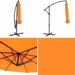 Sunnydaze Decor Sunnydaze Outdoor Steel Cantilever Offset Patio Umbrella with Air Vent, Crank, and Base - 9' - Tangerine -Deals Patio Umbrellas Store unnamed file 617
