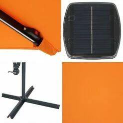 Sunnydaze Decor Sunnydaze Outdoor Steel Cantilever Offset Patio Umbrella with Solar LED Lights, Air Vent, Crank, and Base - 9' - Tangerine -Deals Patio Umbrellas Store unnamed file 626