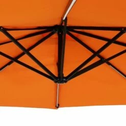 Sunnydaze Decor Sunnydaze Outdoor Steel Cantilever Offset Patio Umbrella with Solar LED Lights, Air Vent, Crank, and Base - 9' - Tangerine -Deals Patio Umbrellas Store unnamed file 629