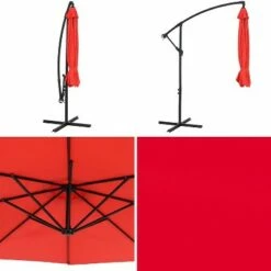 Sunnydaze Decor Sunnydaze Outdoor Steel Cantilever Offset Patio Umbrella with Air Vent, Crank, and Base - 9' - Cherry -Deals Patio Umbrellas Store unnamed file 638