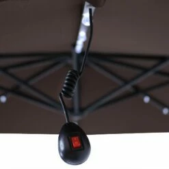 Sunnydaze Decor Sunnydaze Outdoor Steel Offset Solar Patio Umbrella with LED Lights, Cantilever, Crank, and Base - 10' - Brown -Deals Patio Umbrellas Store unnamed file 646