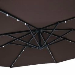 Sunnydaze Decor Sunnydaze Outdoor Steel Offset Solar Patio Umbrella with LED Lights, Cantilever, Crank, and Base - 10' - Brown -Deals Patio Umbrellas Store unnamed file 647