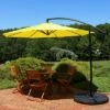 Sunnydaze Decor Sunnydaze Outdoor Steel Cantilever Offset Patio Umbrella with Air Vent, Crank, and Base - 9' - Sunshine -Deals Patio Umbrellas Store unnamed file 656