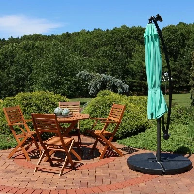 Sunnydaze Decor Sunnydaze Outdoor Steel Cantilever Offset Patio Umbrella with Solar LED Lights, Air Vent, Crank, and Base - 9' - Seafoam 8 Sunnydaze Decor Sunnydaze Outdoor Steel Cantilever Offset Patio Umbrella with Solar LED Lights, Air Vent, Crank, and Base - 9' - Seafoam - Image 6