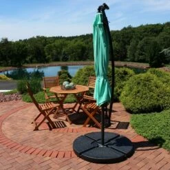 Sunnydaze Decor Sunnydaze Outdoor Steel Cantilever Offset Patio Umbrella with Solar LED Lights, Air Vent, Crank, and Base - 9' - Seafoam 18 Sunnydaze Decor Sunnydaze Outdoor Steel Cantilever Offset Patio Umbrella with Solar LED Lights, Air Vent, Crank, and Base - 9' - Seafoam -Deals Patio Umbrellas Store unnamed file 684