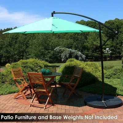 Sunnydaze Decor Sunnydaze Outdoor Steel Cantilever Offset Patio Umbrella with Solar LED Lights, Air Vent, Crank, and Base - 9' - Seafoam 10 Sunnydaze Decor Sunnydaze Outdoor Steel Cantilever Offset Patio Umbrella with Solar LED Lights, Air Vent, Crank, and Base - 9' - Seafoam - Image 8