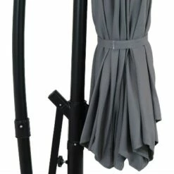 Sunnydaze Decor Sunnydaze Outdoor Steel Cantilever Offset Patio Umbrella with Solar LED Lights, Air Vent, Crank, and Base - 9' - Smoke -Deals Patio Umbrellas Store unnamed file 695