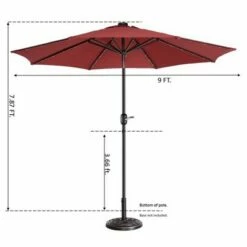 Nature Spring Fleming Supply Patio Umbrella With LED Lights - 9' x 7.87', Red -Deals Patio Umbrellas Store unnamed file 706