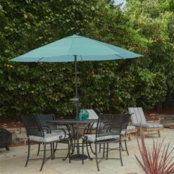 Nature Spring Crank-Style Patio Umbrella for Table - 9', Dusty Green
