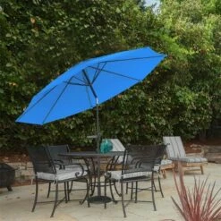 Nature Spring 10' Auto-Tilt Patio Umbrella - Blue