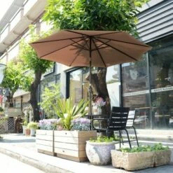 Nature Spring Auto Tilt Patio Umbrella - 9', Brown -Deals Patio Umbrellas Store unnamed file 767