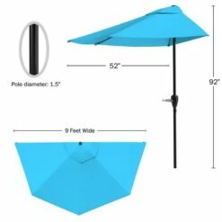 Nature Spring 9' Half-Round Patio Umbrella - Brilliant Blue -Deals Patio Umbrellas Store unnamed file 776