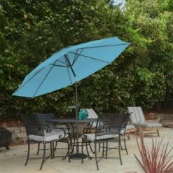 Nature Spring Easy Crank Patio Umbrella with Auto Tilt - 10', Blue
