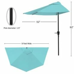 Nature Spring Half Canopy Patio Umbrella - 9', Blue -Deals Patio Umbrellas Store unnamed file 783