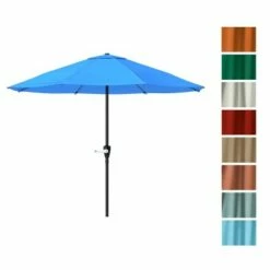 Nature Spring Outdoor Patio Umbrella for Backyards, Decks, and Gardens - 9', Lake Blue