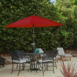 Nature Spring Steel Patio Umbrella for Table - Great for Deck, Balcony, Porch, Backyard, or Poolside - 9', Red -Deals Patio Umbrellas Store unnamed file 792