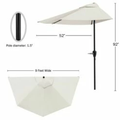 Nature Spring Half-Canopy Umbrella for Patios - 52" x 108" x 92", Tan -Deals Patio Umbrellas Store unnamed file 802