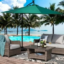 Nuu Garden 10' Outdoor Banana Cantilever Umbrella with Light Green -Deals Patio Umbrellas Store unnamed file 813