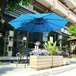 Fleming Supply Swivel Patio Umbrella With Offset Pole - 10', Blue -Deals Patio Umbrellas Store unnamed file 821
