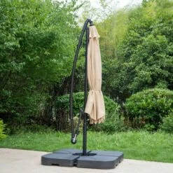 Captiva Designs 10' x 10' Outdoor Patio Cantilever Hanging Umbrella with Market Crank and Cross Base Beige -Deals Patio Umbrellas Store unnamed file 829