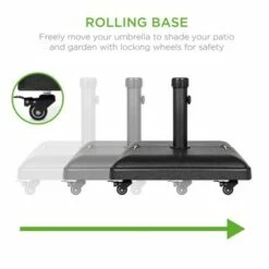 Best Choice Products 81lb. Heavy Duty Square Concrete Rolling Patio Umbrella Base Stand w/ Locking Wheels