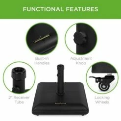 Best Choice Products 81lb. Heavy Duty Square Concrete Rolling Patio Umbrella Base Stand w/ Locking Wheels -Deals Patio Umbrellas Store unnamed file 852