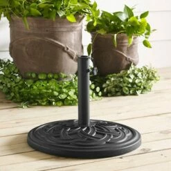 Carden Round Weave Umbrella Stand - Saracina Home Black