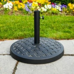 Rashida Round Lattice Weave Umbrella Stand - Saracina Home Antique Bronze -Deals Patio Umbrellas Store unnamed file 884