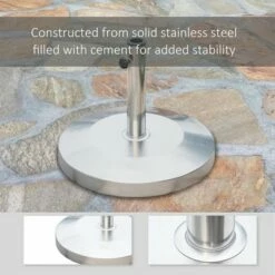 Outsunny 19" Round 55" Stainless Steel Outdoor Patio Umbrella Stand Base with Heavy Cement Bottom & Mirror Finish -Deals Patio Umbrellas Store unnamed file 898
