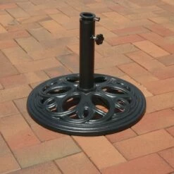 Sunnydaze Decor Sunnydaze Outdoor Heavy-Duty Cast Iron Decorative Patio Yard Round Umbrella Base Stand - 18" - Black