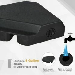 Outsunny Umbrella Stand Fitting 2" Poles and Steel Base with 4 Fillable Plastic Weights 4 Gal. Capacity Each Black -Deals Patio Umbrellas Store unnamed file 944